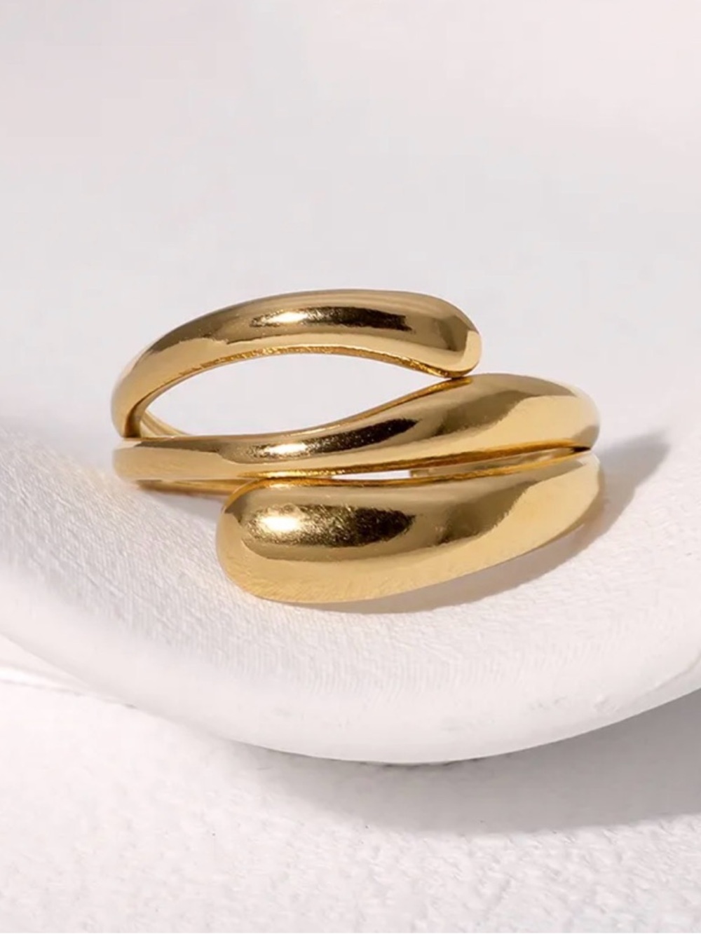 Gold Sculptural Wrap Ring | Open Band | Gold PVD Stainless Steel